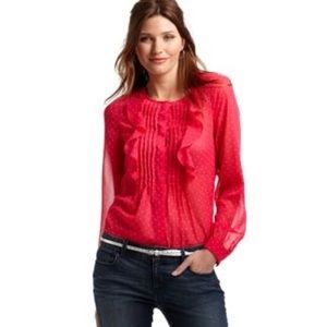 LOFT sheer tuxedo front blouse